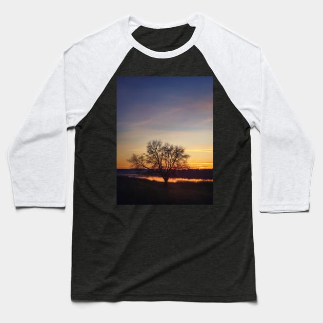 lone autumn tree Baseball T-Shirt by psychoshadow